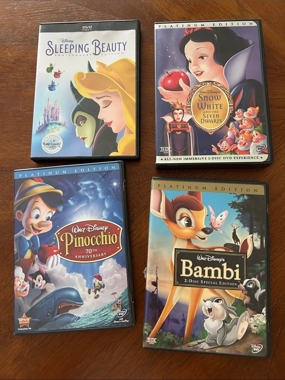 Disney Classic DVD Bundle — Sleeping Beauty, Snow White, Pinocchio, Bambi
